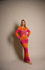 NINA LONG KNITE DRESS FUCHSIA/ORANGE