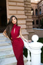 WIST DRESS WINE RED