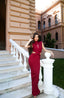 WIST DRESS WINE RED