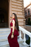 WIST DRESS WINE RED